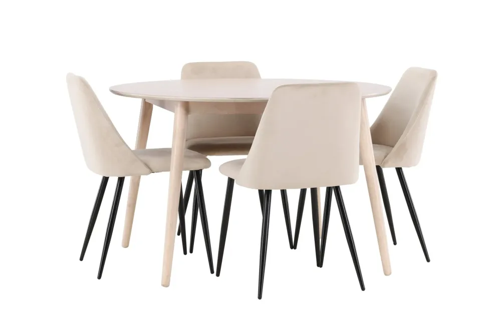 Matgrupp Venture Home Flora Runt 120 cm Pärla med 4st Night Stolar
