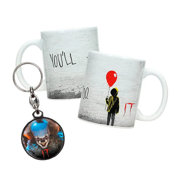 IT Pennywise Mug + Metal Nyckelring - ideal för skräckälskare!