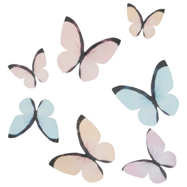 Set/8 Ätbart Pappersdekorationer Fjärilar - Pastell