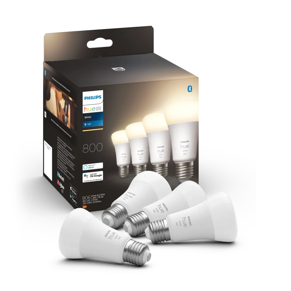 Philips Hue - Vit 9W A60 E27 EU 4Pak