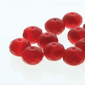 Tjeckiska Firepolish Donut - Ruby 2 ton matt 3x5mm, 1 sträng
