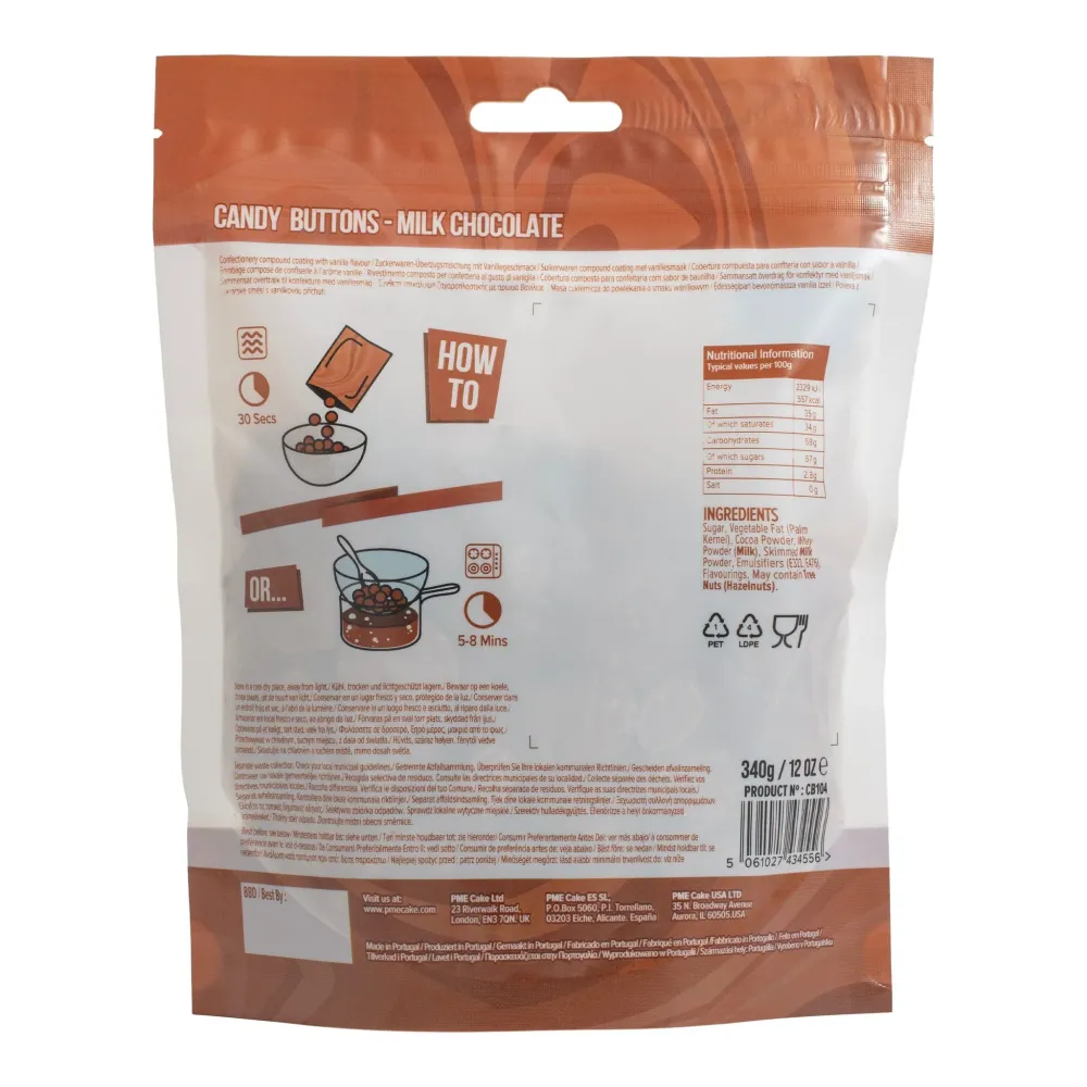 Candy Buttons 340g Marron Choco Lait