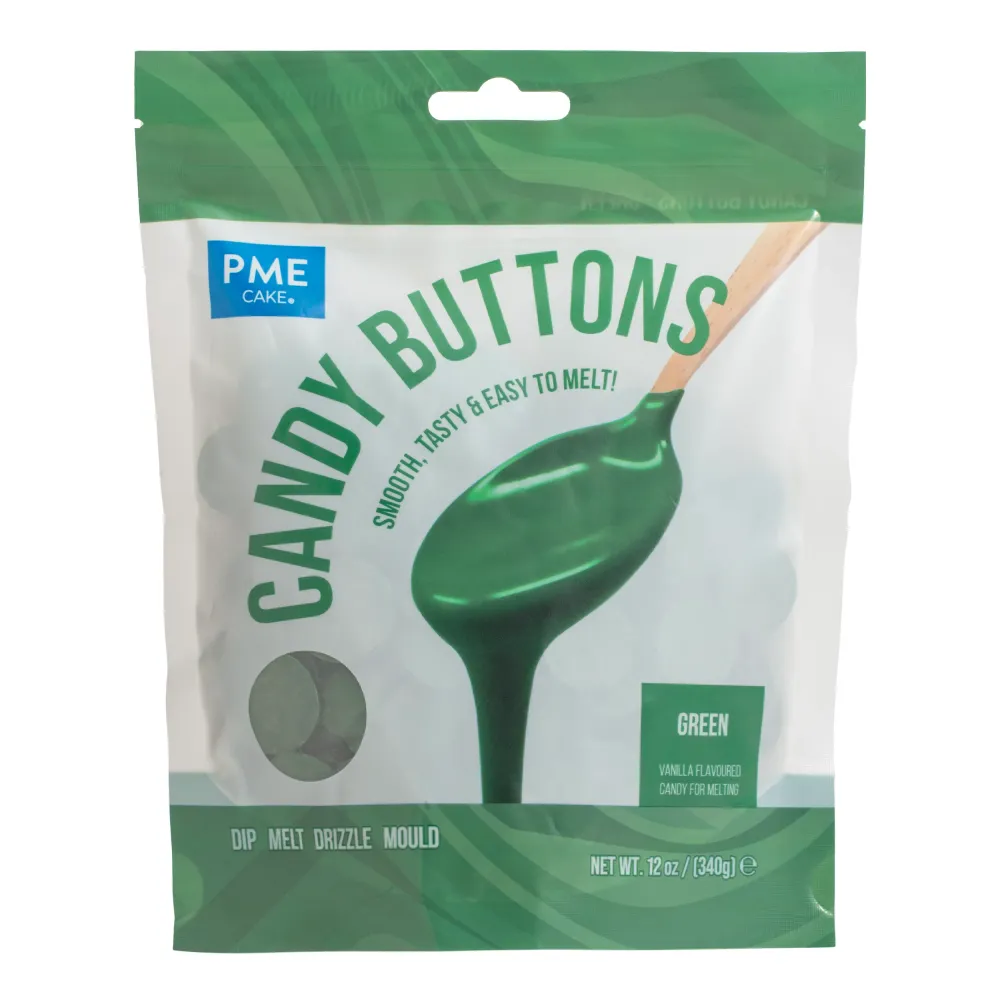 Candy Buttons - Smälter Grön 340g
