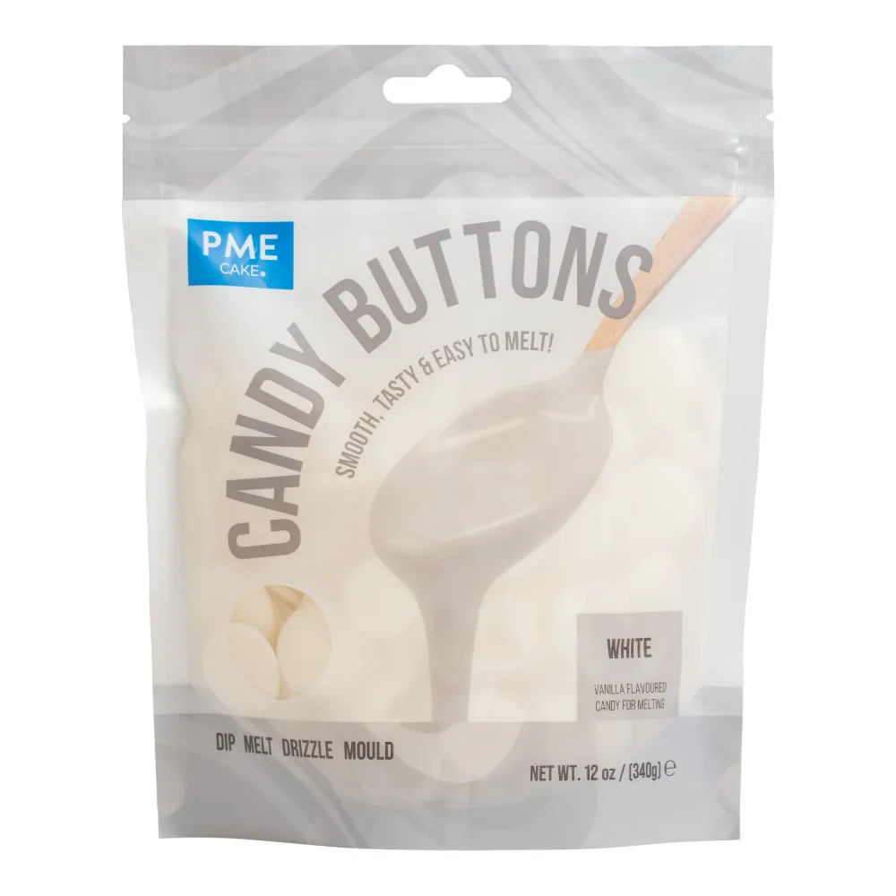 Candy Buttons - Smälter Vit Vanilj 340g