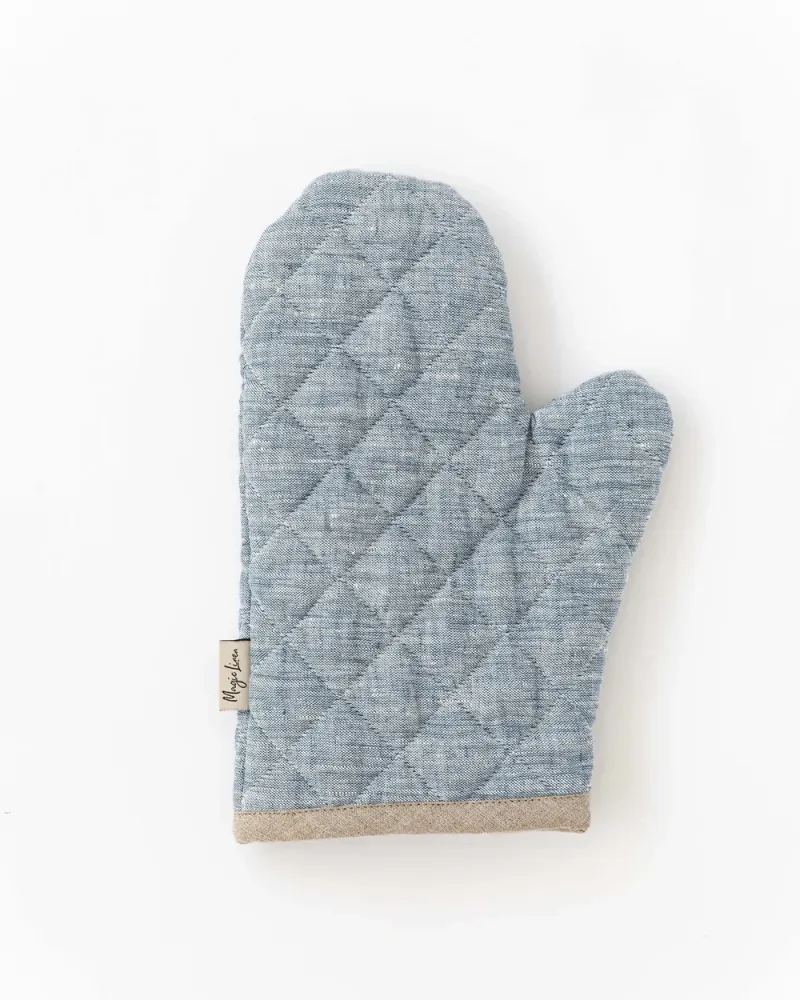 Grytvante i naturlinne (Blue melange) | Magic Linen