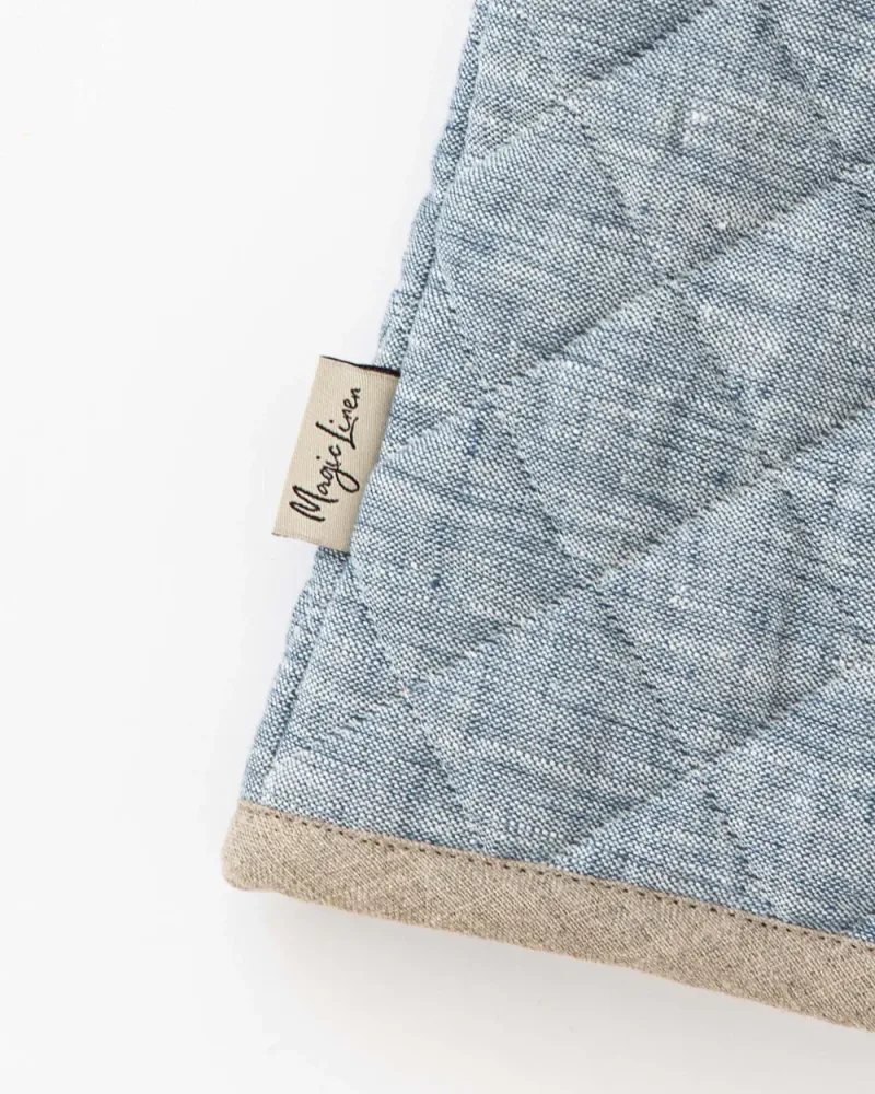 Grytvante i naturlinne (Blue melange) | Magic Linen