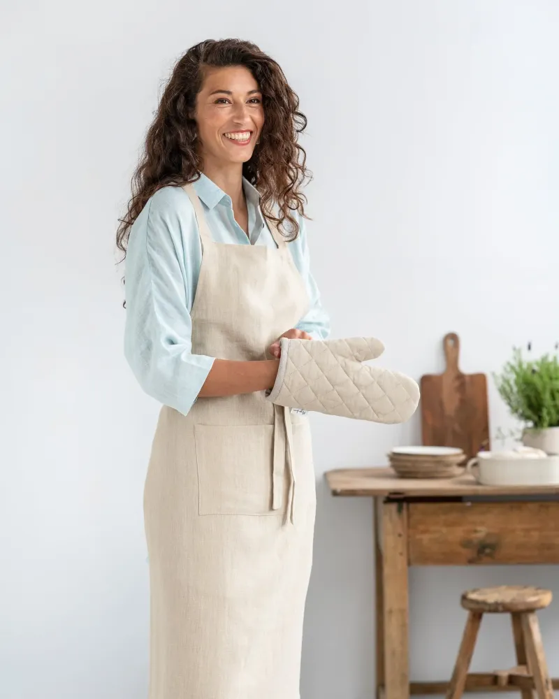Grytvante i naturlinne (Blue melange) | Magic Linen