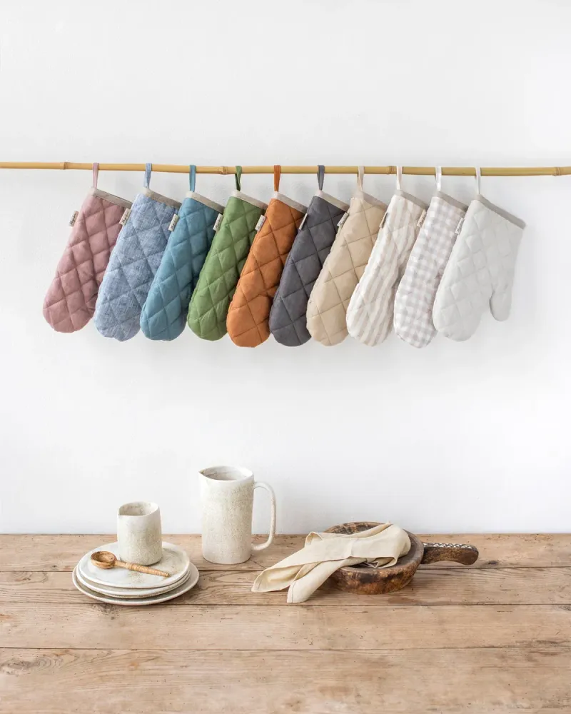 Grytvante i naturlinne (Blue melange) | Magic Linen