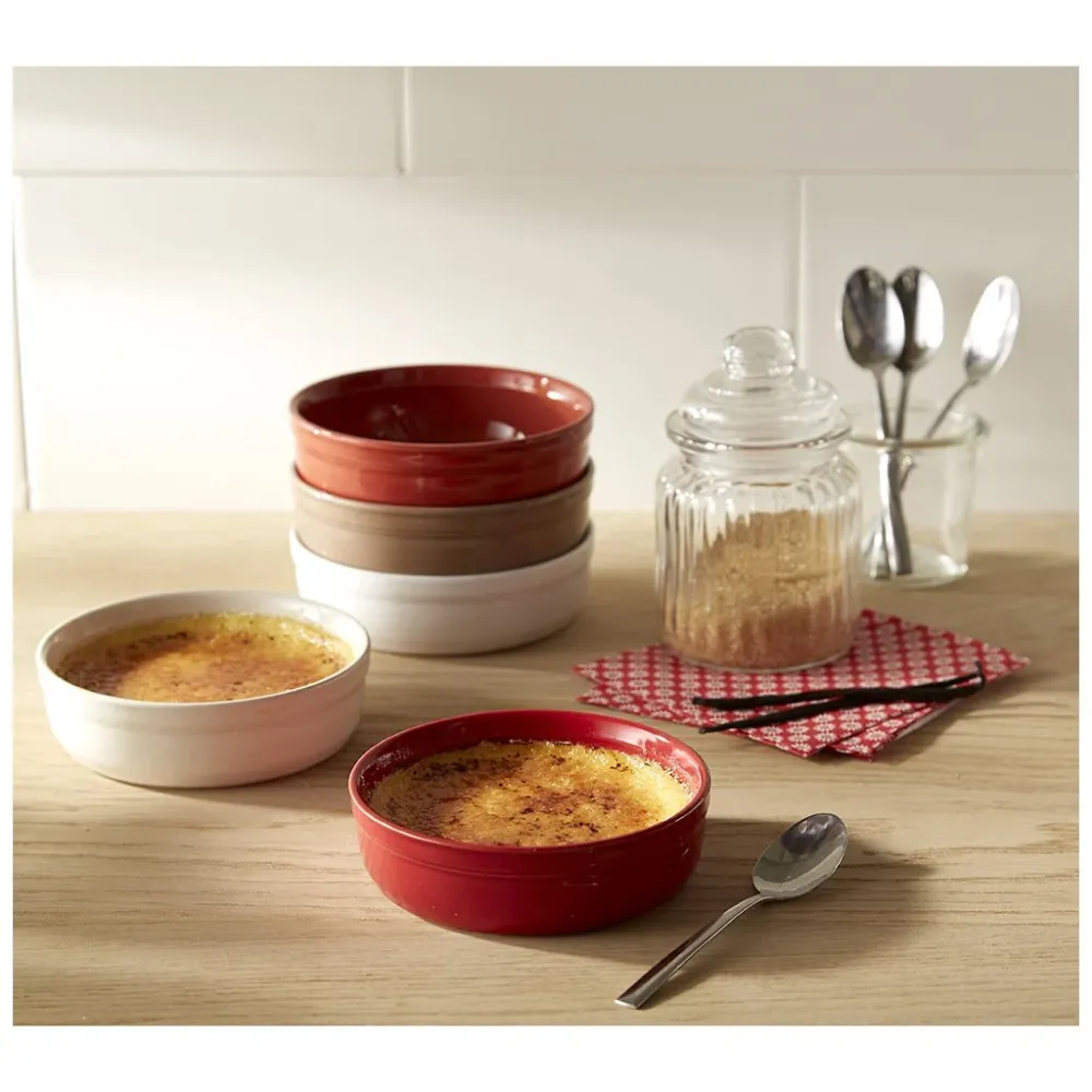 Emile Henry Ramekin 12 cm, adjust om 2 st, för Creme Brulée, krämfärgad Clay