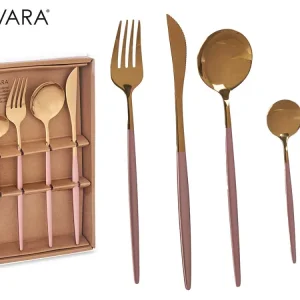 Kinvara - Premium Bestickset Guld Med Roséguldskydd 8 St 2 Smörkniv 2 Matskedar 2 Gafflar 2 Teskedar