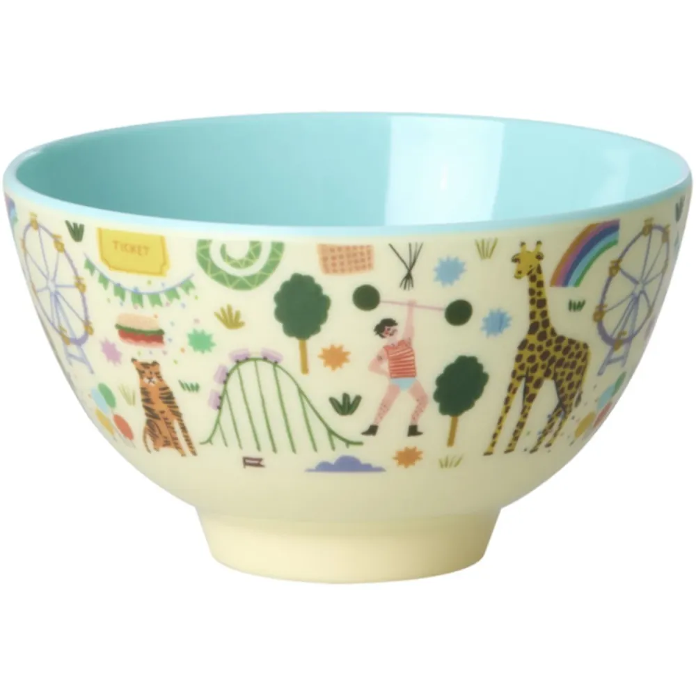 Rice Fun Fair Print Mint Melamine Skål Miniature