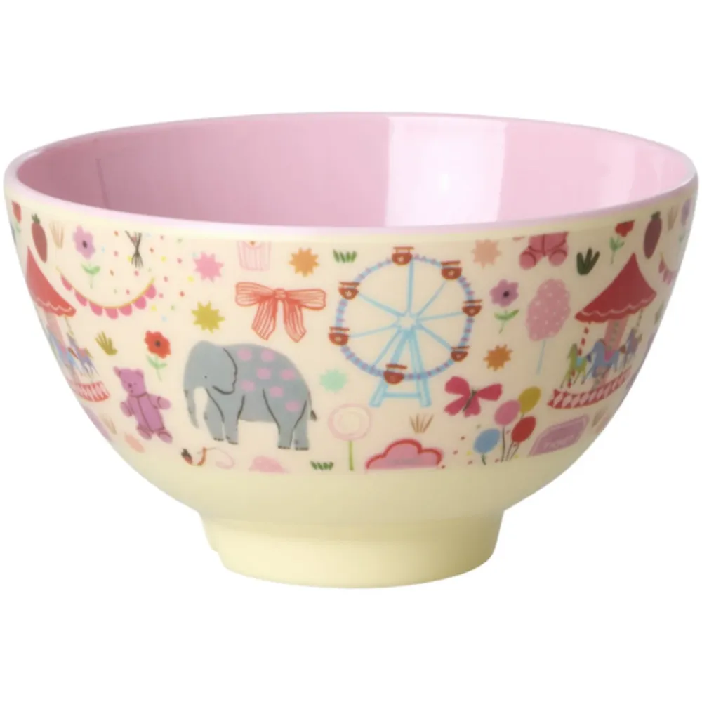 Rice Fun Fair Print Pink Melamine Skål Petit