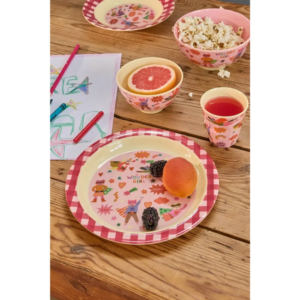 Rice Melamin Skål Med Hero Print - Petit - Pink - 300 Ml