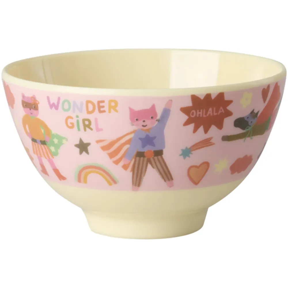 Rice Melamin Skål Med Hero Print - Petit - Pink - 300 Ml