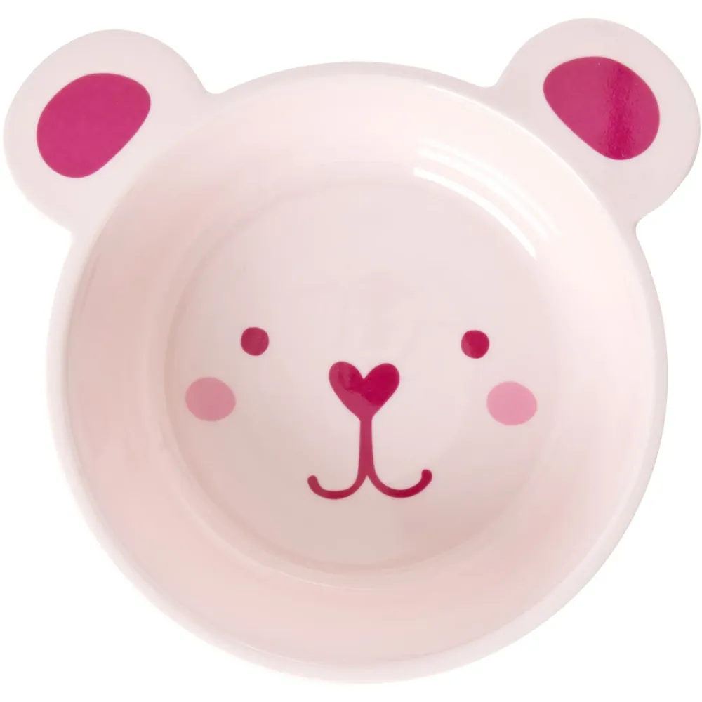 Rice Melamine Skål Med Skål I Björn Shape - Pink - 500 Ml