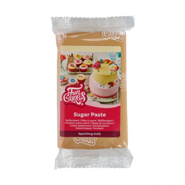Sockermassa med glitter - Gnistrande guld 250g