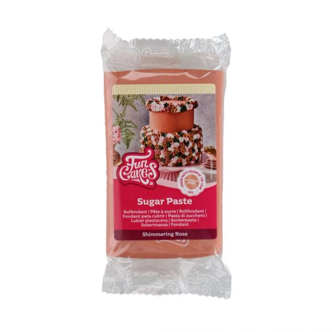 Sockermassa med glitter - Skimrande ros 250g