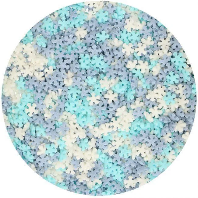 Blandning av små vita och blå snöflingor 50g
