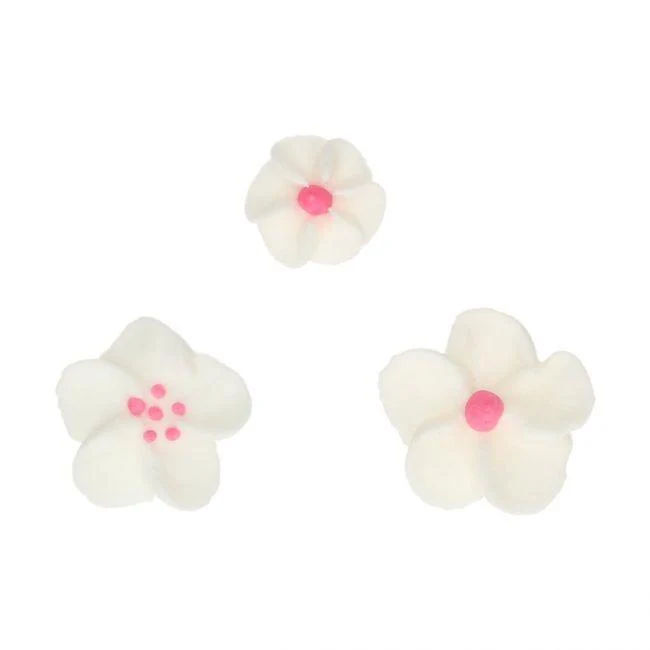 Sockerdekorationer - Vita och rosa blommor