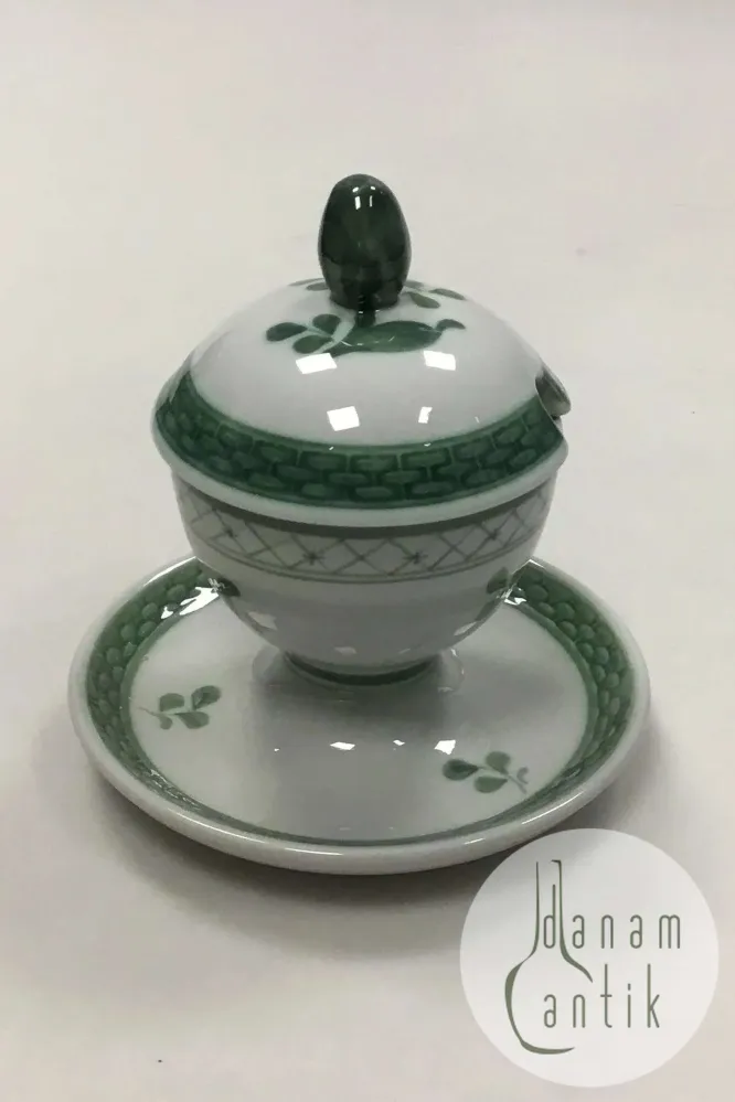 Royal Copenhagen Grøn Tranquebar Sennepskrukke No 1010