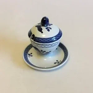 Royal Copenhagen Blå Tranquebar Sennepskrukke No. 1010