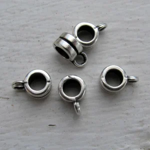 Berlockhållare silverfärgad - Mindre med streck på mitten, 5-pack