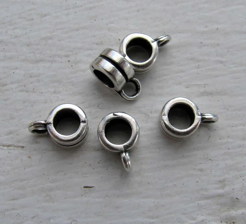 Berlockhållare silverfärgad - Mindre med streck på mitten, 5-pack