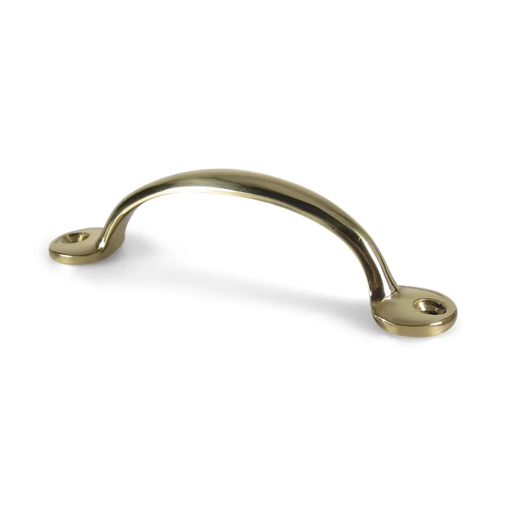 Raadvad • Köpmansdiskhandtag i massiv blankpolerad warm alloy med lack 101