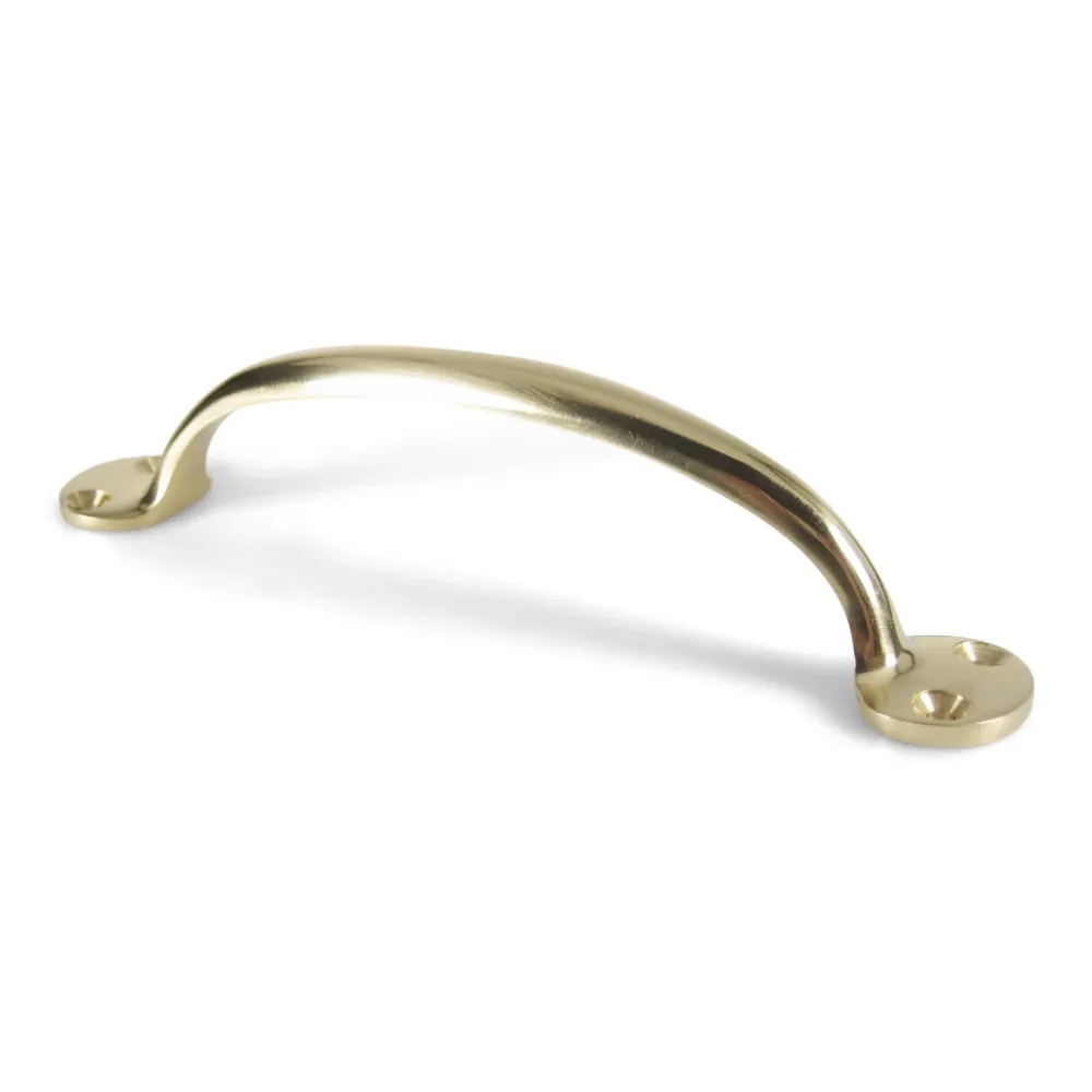 Raadvad • Köpmansdiskhandtag i massiv blankpolerad warm alloy med lack 101