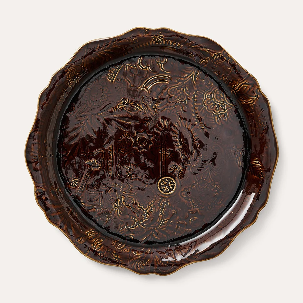 Round Serving Plate 34cm Coffee