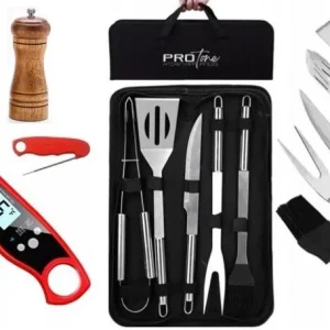 Grillset Pro2R- Verktyg, röd termometer, salt- och pepparkvarn