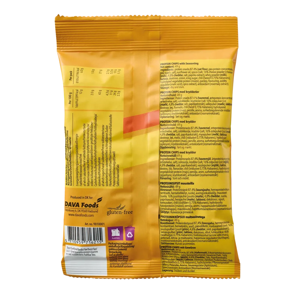 DAVA Proteinchips, Ost & Chili 49 g