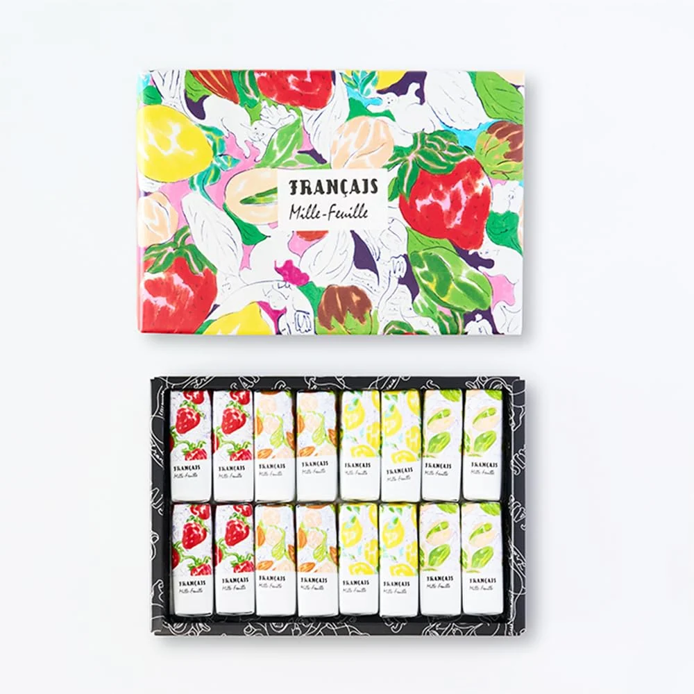 Français Frukt Mille-feuille Assortiment 16 Bitar - Jordgubb, Citron, Pistage, Gianduja