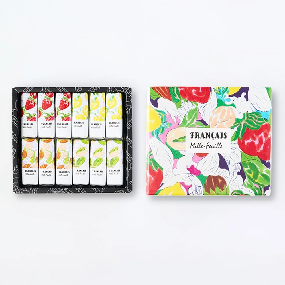 Français Frukt Mille-feuille Assortiment 12 Bitar - Jordgubb, Citron, Pistage, Gianduja