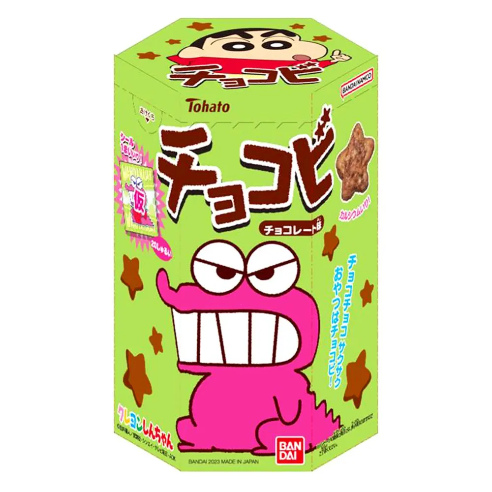 Tohato Chocobi Snacks med Chokladsmak 25g x 6 Förpackningar, Inkl. Klistermärken