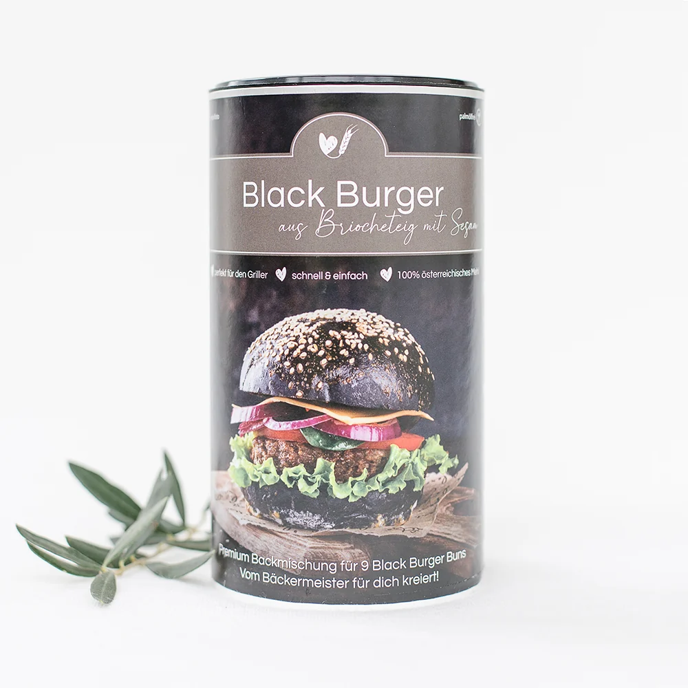 Black Burger Buns bakmix gjord av briochedeg med sesam