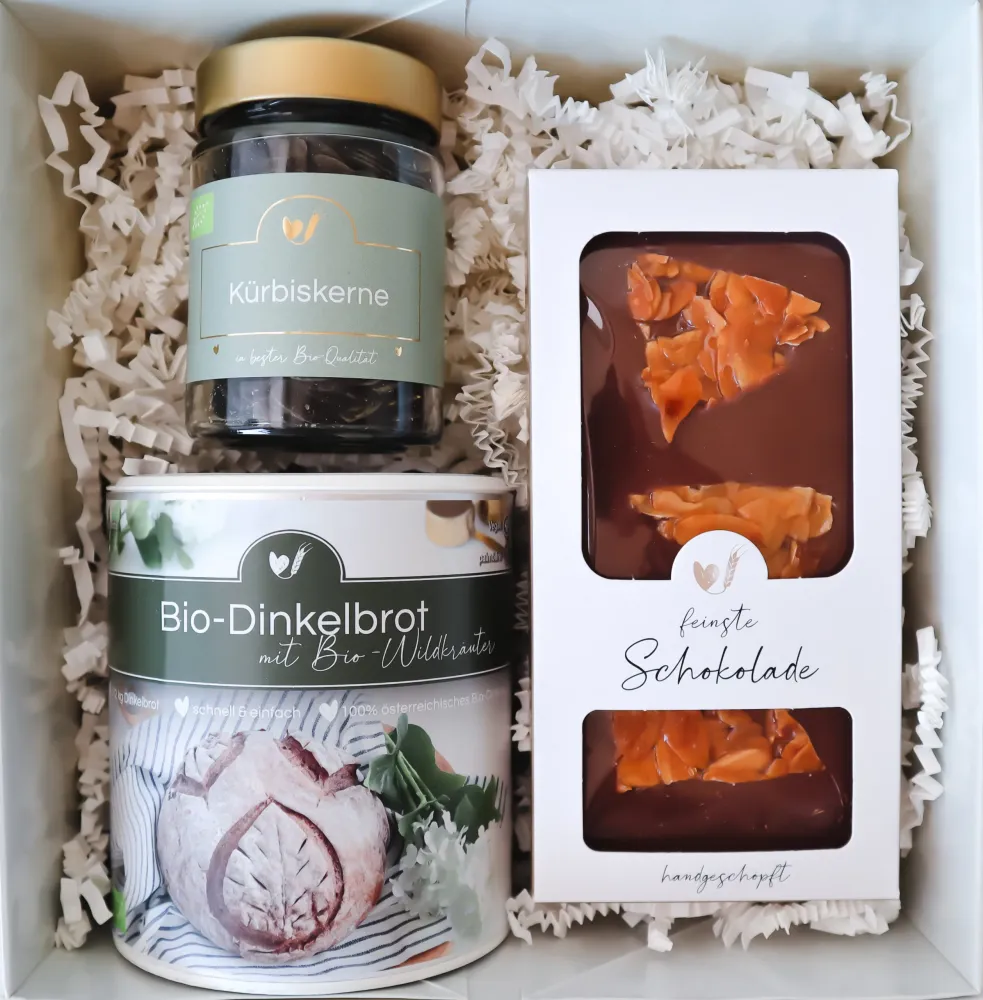 Ekologisk dinkelbox med choklad & pumpafrön