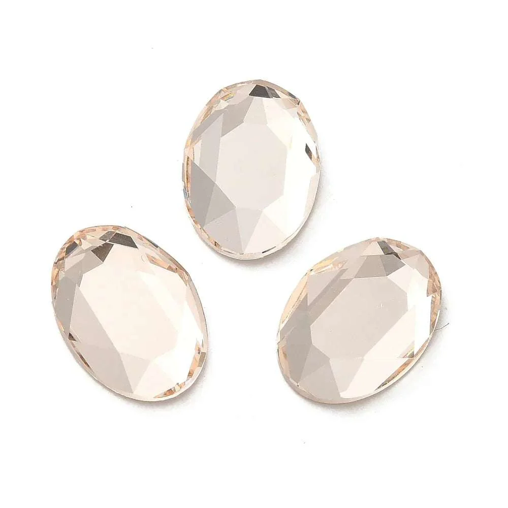 Facetterad Flatbacks - Oval Buoyant Peach 14x10mm 1 styck