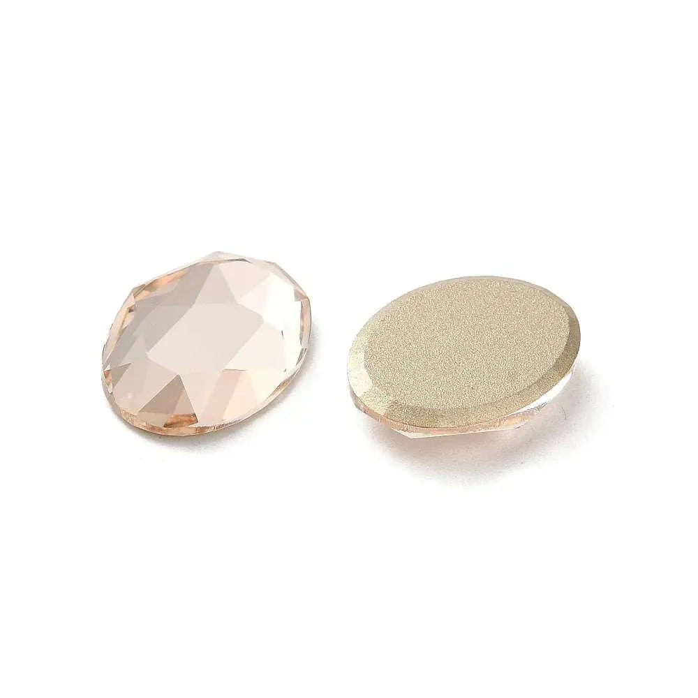 Facetterad Flatbacks - Oval Buoyant Peach 14x10mm 1 styck