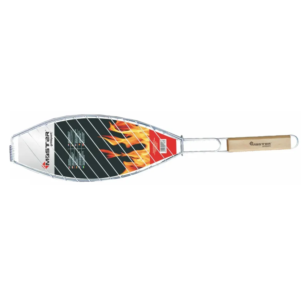 Galler med trähandtag för rostning av fisk 68cm Master Grill MG148