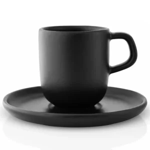 Eva Solo Espressokopp med fat NORDIC KITCHEN 70 ml, träkol, stengods