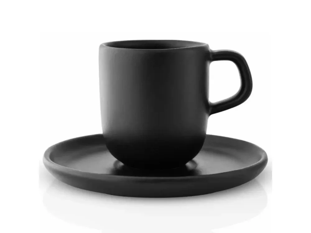 Eva Solo Espressokopp med fat NORDIC KITCHEN 70 ml, träkol, stengods