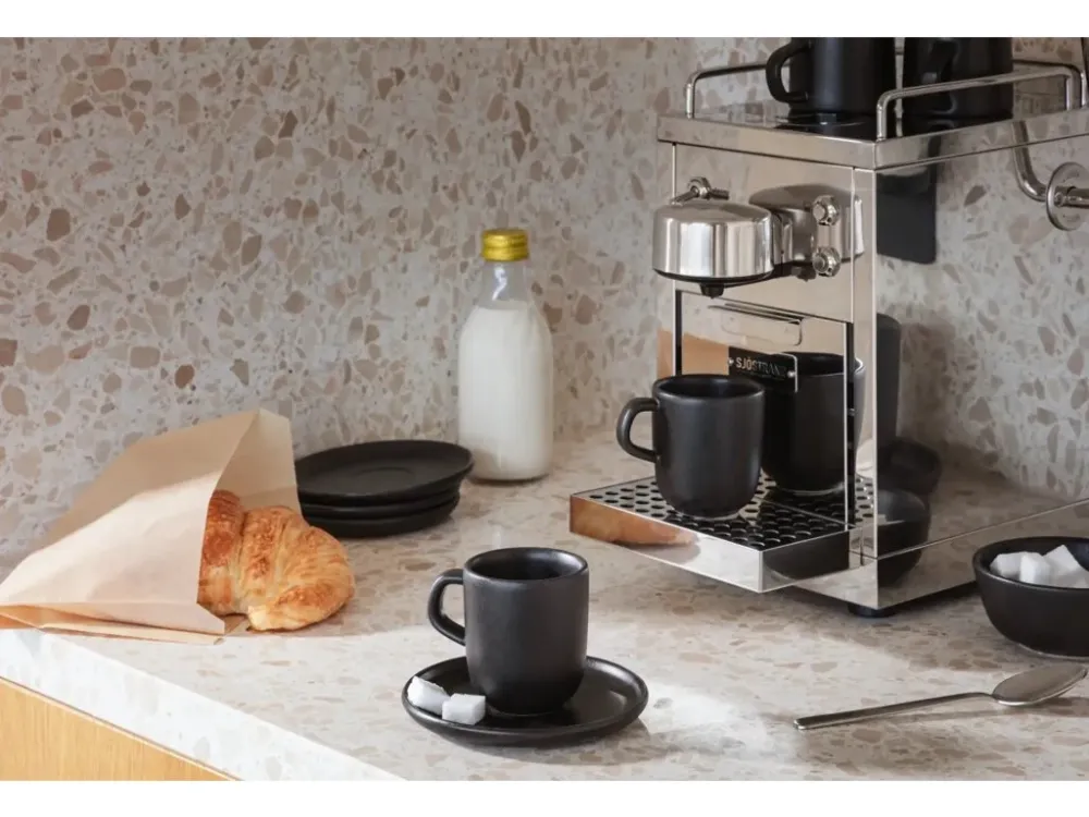 Eva Solo Espressokopp med fat NORDIC KITCHEN 70 ml, träkol, stengods