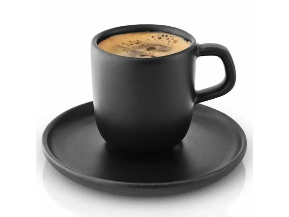 Eva Solo Espressokopp med fat NORDIC KITCHEN 70 ml, träkol, stengods