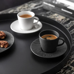 Villeroy & Boch Manufacture Rock Espressokopp med Fat Kolsvart 10 cl