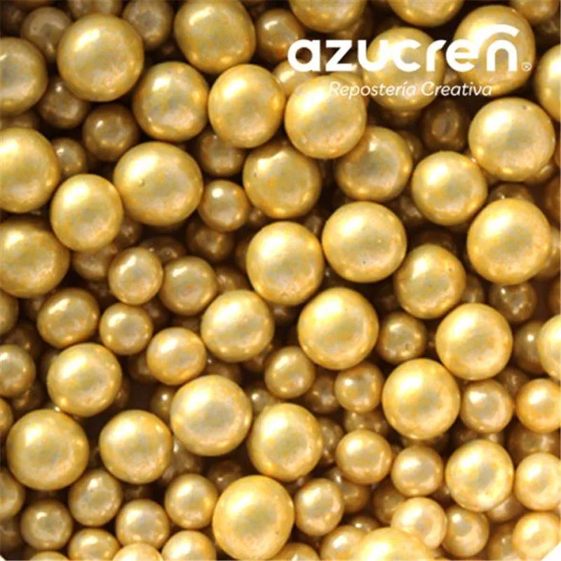 Metalliserade sockerpärlor guld - 4 och 6 mm - 900g