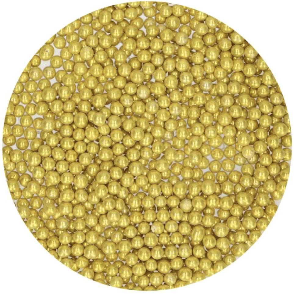 Sockerpärlor Medium - Metallic Guld 4mm