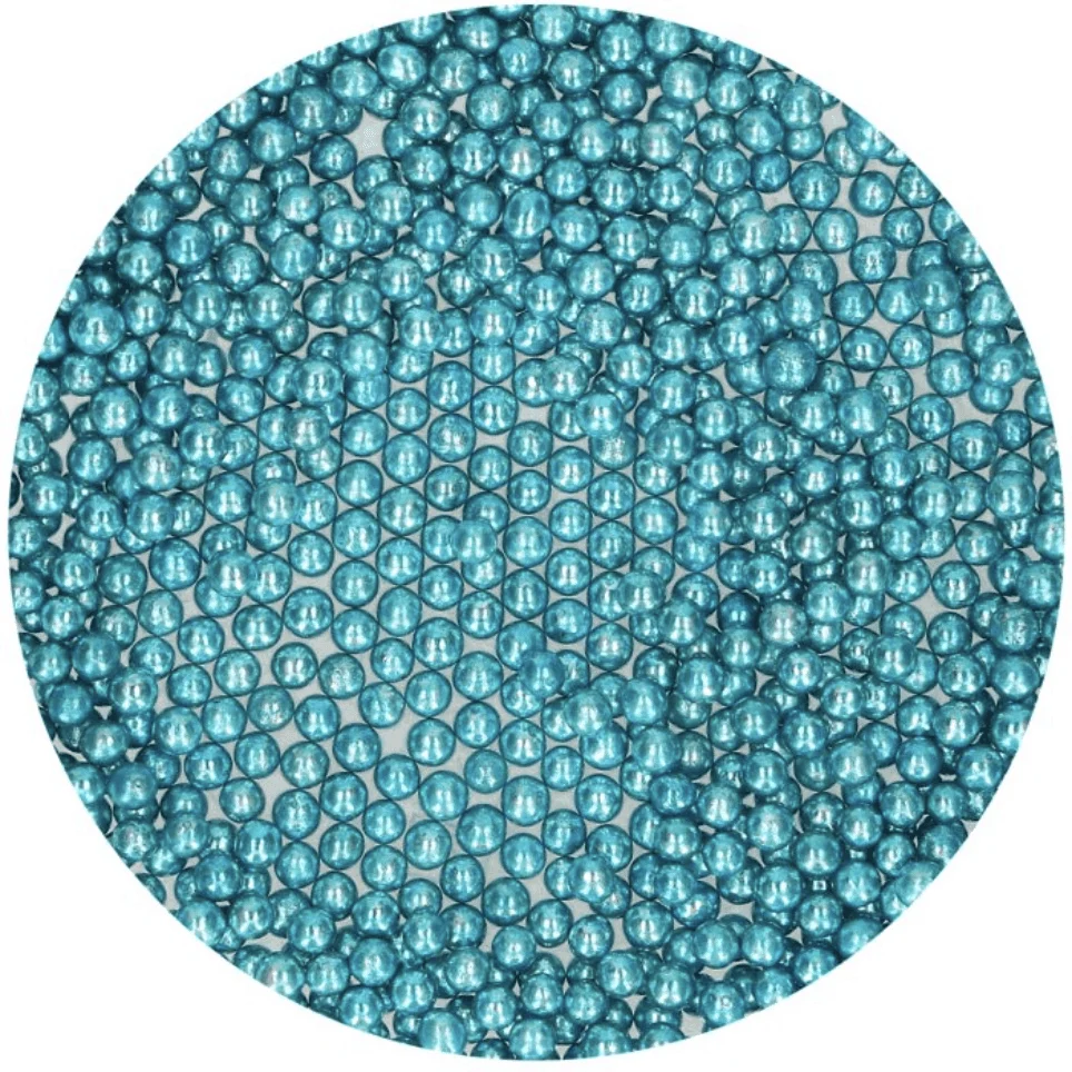 Sockerpärlor Medium - Metallisk Blå 4mm