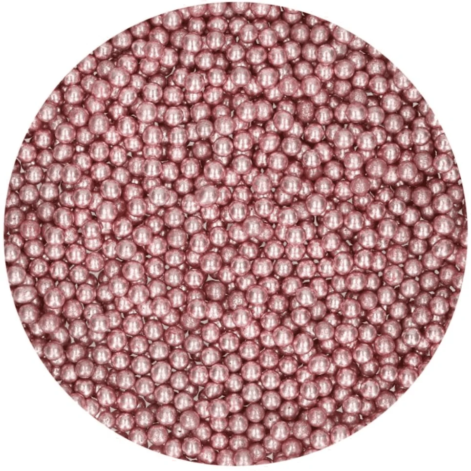 Sockerpärlor Medium - Metallisk Rosa 4mm