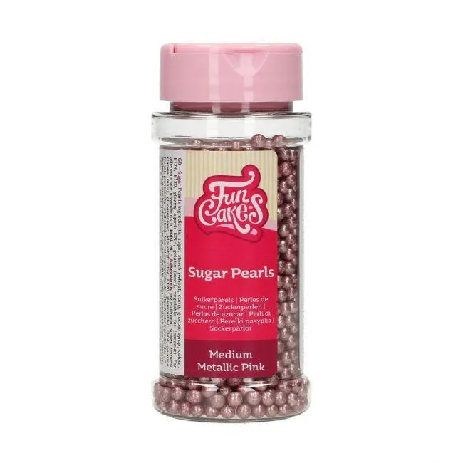 Sockerpärlor Medium - Metallisk Rosa 4mm